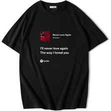 Brz Collection Unisex Oversize Never Love Again - Eminem T-Shirt Siyah
