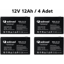 Solinved 12V 12AH Kuru Tip Akü (4 Adet)