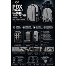Pdx Fotoğraf Makinesi Sırt Çantası | Kompakt | Gri
