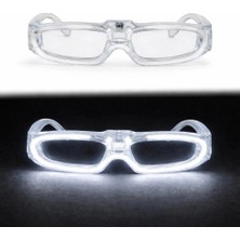 Durukar® Beyaz LED Işıklı Parti Gözlüğü 3 Modlu – Glow &amp; Gece Eğlence Gözlüğü