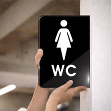 Zafrak Reklam Wc Çift Taraflı - Yan Monte Yönlendirme Tabelası 20X30CM -Siyah Pleksi