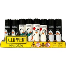 CLİPPER Clipper Penguen Desenli Çakmak 48’li Paket | Doldurulabilir | Orijinal Clipper