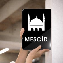 Zafrak Reklam Mescid Çift Taraflı - Yan Monte Yönlendirme Tabelası 20X30CM -Siyah Pleksi