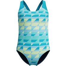 Speedo Allover Print Splshbck Jf Blugrn Kız Çocuk Mavi Mayo