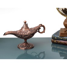 Elifeshop Lüks Döküm Alaşım Motif Işlemeli Alaaddin Sihirli Lamba Tütsülük Buhurdanlık Dekoratif Biblo 15 cm