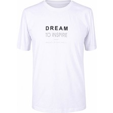 Trender Dream To Inspire Baskı Süpreme Beyaz Erkek T-Shirt 226-08