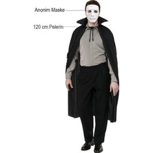 Durukar® Siyah Renk Yakalı 120 cm Pelerin ve Beyaz Anonim Maske
