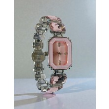 Lunel Accessory Pembe Baget Taşlı Çelik Kadın Saati - Kararmaz Paslanmaz Çelik Lüks Tasarım
