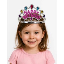 Durukar® Gümüş Renk Happy Birthday Yazılı Doğum Günü Tacı 60 cm