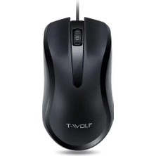 T-Wolf V12 Kablolu Mouse 1200 Dpı Ergonomik USB Ofis Bilgisayar Mouse Siyah