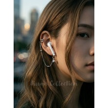 Jivva's Collection Bluetooth Kulaklık Kayıp Önleyici.kulaklık Tutucu. Deliksiz Sıkıştırma Kıkırdak Küpe Fake Küpe. Gümüş Rengi