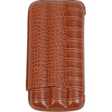 Cohiba Kahverengi Üçlü Deri Puro Kılıfı