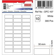 Tanex OFC-107 ( 30 mm * 12 mm ) Beyaz Ofis Etiketi