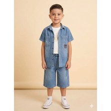 Lessotto Kot Gömlek, Tshirt, Beli Lastikli Kot Kapri 3lü Takım