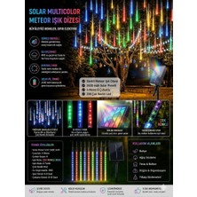 Eser Ticarett Solar Güneş Enerjili Meteor Yağmuru LED Işık - 8 Çubuklu 4 Metre 288 LED Su Geçirmez Bahçe Aydınlatması