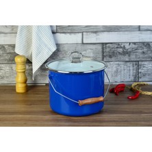 Nishev.com Evini Sev Tasarım Emaye Yoğurt Tenceresi Emaye Bakraç 20CM 5,25 Lt Mavi