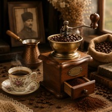 Eşya Dünyası Nostaljik Ahşap Kahve Değirmeni - El Yapımı Manuel Seramik Öğütücülü Kahve Öğütücü - Vintage Kahve Değirmeni