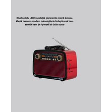 Sepetopia Led’li Nostaljik Bluetooth Hoparlör – Vintage Tasarım, Ahşap Doku