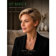 Zeta Jewel 925 Ayar Gümüş Zümrüt Taşlı Damla Kolye Işıklı Hediye Kutulu
