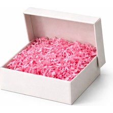 Orbak Kağıtçılık Beyaz Karton Takı Kutusu 9,5x9,5x2 cm – Kapaklı Model | 5 Adet + Pembe Kırpık Kağıtlı