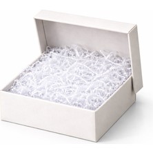 Orbak Kağıtçılık Beyaz Karton Takı Kutusu 9,5x9,5x2 cm – Kapaklı Model | 5 Adet + Beyaz Kırpık Kağıtlı