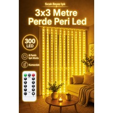 Telvesse 8 Mod Perde Ledi 300 LED 3X3M 10 Sarkıt LED Yılbaşı Oda Dekoru Kumandalı Peri Perde LED