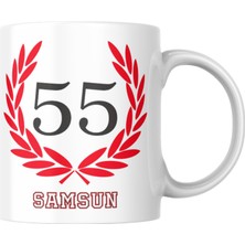 Rabona Fashion Samsunspor 55 Tasarımlı Porselen Kupa - Kırmızı Beyaz Özel Hediye