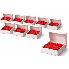 Orbak Kağıtçılık Beyaz Karton Takı Kutusu 9,5x9,5x2 cm – Kapaklı Model | 5 Adet + Nar Çiçeği Kırpıklı