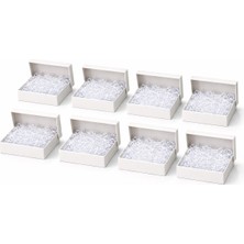 Orbak Kağıtçılık Beyaz Karton Takı Kutusu 9,5x9,5x2 cm – Kapaklı Model | 10 Adet + Beyaz Kırpık Kağıtlı