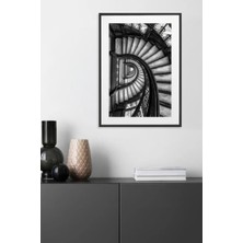 Muyika Duvar Tablosu Ahşap Çerçeveli Modern Spiral Merdiven Tasarım -50X70 cm Büyük Boy Loft Tarzı Tablo