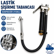 Badem10 Lastik Şişirme Tabancası Profesyonel Oto Araç Hava Basma Pompa Aparatı Kompresör Uyumlu Metal Gövde