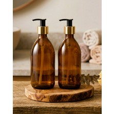 JUNIBELIW 2 Adet Amber Çok Amaçlı Boş Cam Şişe Sıvı Sabunluk Bulaşık Deterjanlık 2X500ML
