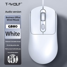 T-Wolf G580 Kablolu Optik Mouse 1000-1600 Dpı 1.5m USB Beyaz