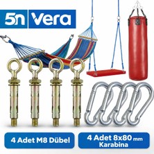 Universal M8 Çelik Dübel + 8mm Karabina Seti | Tavan Askı Aparatı Salıncak Hamak Kum Torbası Kanca