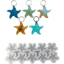 Tahtakale Toptancı Epoksi Silikon Kalıp Çoklu Deniz Yıldız Kalıbı Delikli Deniz Yıldızı Anahtarlık Kalıbı 4.7x4.5 cm 10 Lu