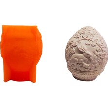 Tahtakale Toptancı Silikon 3D Kalıp Sarmaşık Desenli Tavşan Figür Yumurta Model Mum ve Taş Tozu Kalıbı 8.5 cm