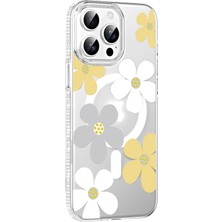 Toyigoo Mey Ithalat®   iPhone 15 Pro Max Floral Magsafe Kapak - Sarı TYGRSYT9573