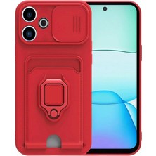 Toyigoo Mey Ithalat®   Redmi 13 4g Kılıf Zuma Kartvizitli Yüzüklü Silikon - Kırmızı TYGRSYT9573