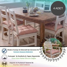 Bhomes Concept 4 Adet - 40x40 Cm Lüks Süet Dokulu  Gül Kurusu Sandalye Minderi - %100 Silikon Elyaf Dolgulu Yıkanabilir Minder