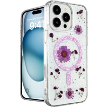 Toyigoo Mey Ithalat®  iPhone 16 Pro Kılıf Daisy Simli Magsafe Kapak - Mor TYGRSYT9573