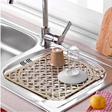Tiesa Home Plastik Kaymaz Lavabo Buz Halısı Matı Tezgah Yüzey Koruyucu Haki