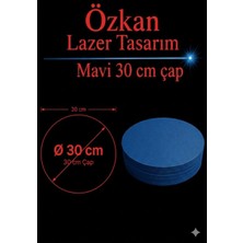 Özkan Lazer Mavi 6 Adet 30 cm Supla 3 mm Tek Yüz Boyalı Runner Servis Yuvarlak
