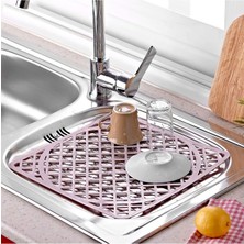 Tiesa Home Plastik Kaymaz Lavabo Buz Halısı Matı Tezgah Yüzey Koruyucu Mor
