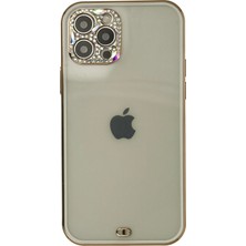 Toyigoo Mey Ithalat®  iPhone 12 Pro Max Kılıf Liva Taşlı Silikon - Beyaz TYGRSYT9573