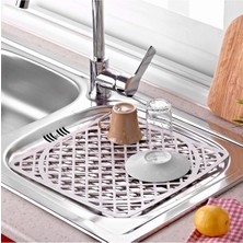 Tiesa Home Plastik Kaymaz Lavabo Buz Halısı Matı Tezgah Yüzey Koruyucu Beyaz