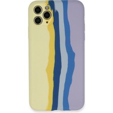 Toyigoo Mey Ithalat®  iPhone 11 Pro Kılıf Ebruli Lansman Silikon - Sarı-Lila TYGRSYT9573