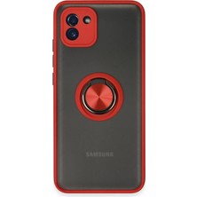 Toyigoo Mey Ithalat®  Samsung Galaxy A03 Kılıf Montreal Yüzüklü Silikon Kapak - Kırmızı TYGRSYT957