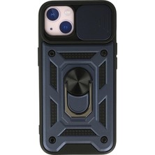 Toyigoo Mey Ithalat®  iPhone 13 Kılıf Pars Lens Yüzüklü Silikon - Lacivert TYGRSYT9573