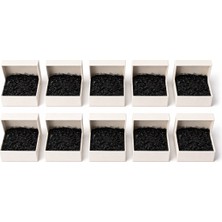 Orbak Kağıtçılık Beyaz Karton Takı Kutusu 9,5x9,5x2 cm – Kapaklı Model | 10 Adet + Siyah Kırpık Kağıtlı