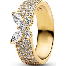 Poseidons Jewellery S925 Gold Renk Işıltılı Kelebek Yüzük